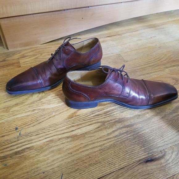 Magnanni Carlito Cap Toe Derby Lace Up Dress Shoes in Cognac 12M Brouge … main image 7